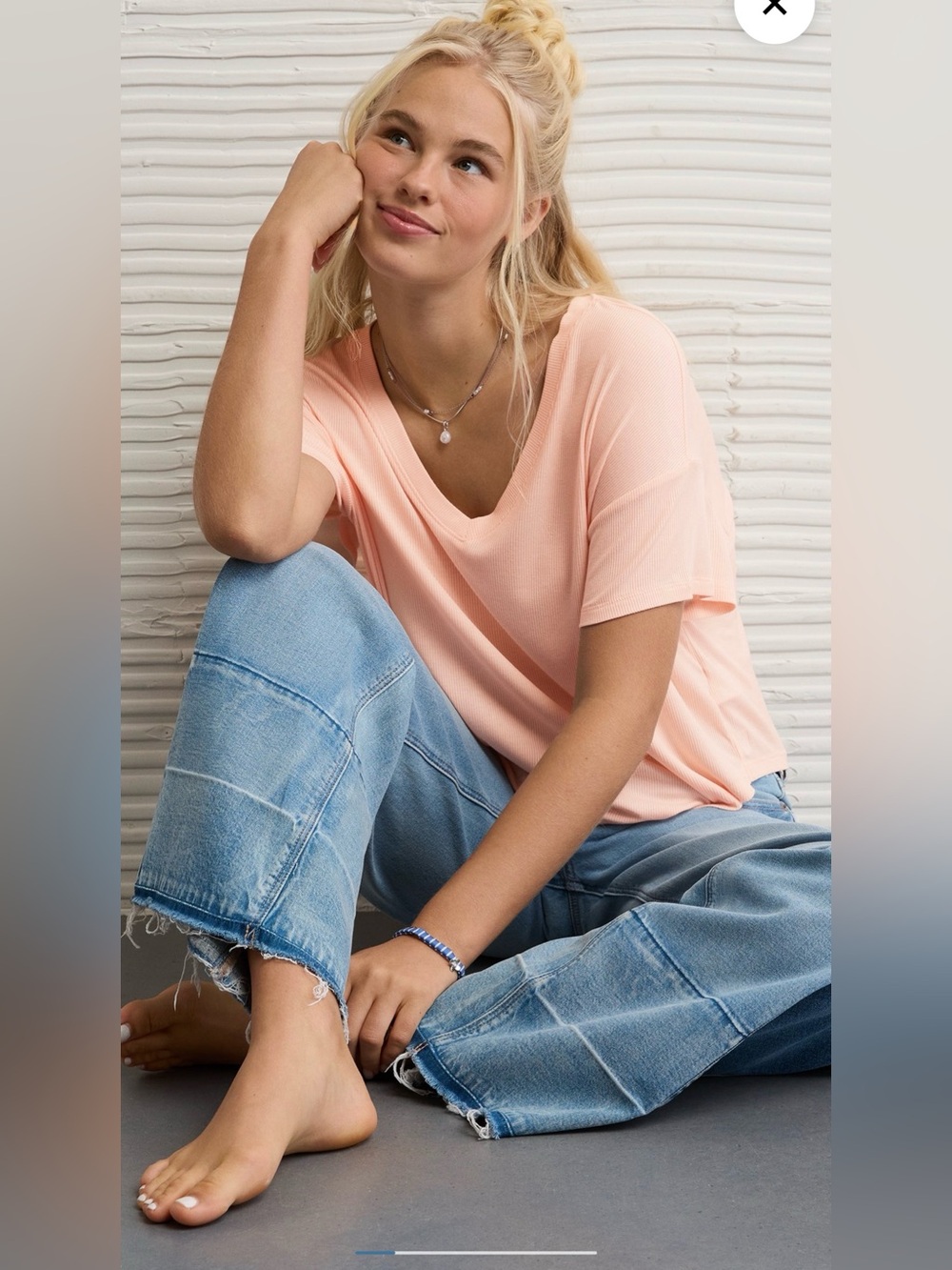 Peach American Eagle Tunic‎ Tee Size Medium